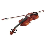 KFFKFF 4/4 Full-Size Violin for Adults, Complete Beginner Set with Case, Rosin, Bow, Shoulder Rest, Bridge, Extra Strings, Solid Wood Instrument (Matte Brown Finish)